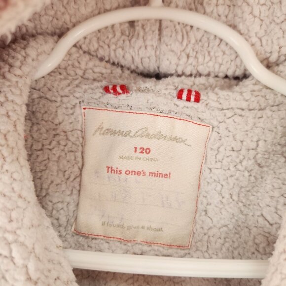 Hanna Andersson Knit Sweater Hooded Full Zip Jacket Pink Grey Size 6/7 - Picture 5 of 6